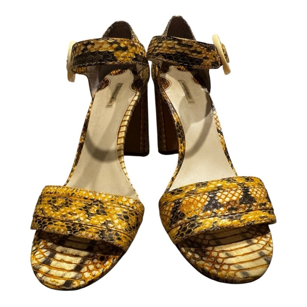 🐍 MAXSTUDIO Genuine Snakeskin Block Heel Sandals – Size 8M